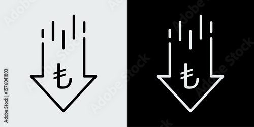 Financial and economic decrease icon
