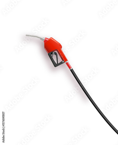 Fueling gasoline or diesel vector web banner. Fuel nozzle on hose of gas, ethanol or biodiesel, line art illustration. Filling stations network, petroleum company landing page