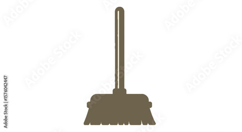 Simple, stylized illustration of a broom with a long handle and brush head.