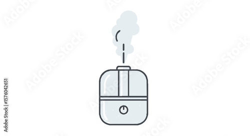 Simple illustration of a modern humidifier emitting steam.
