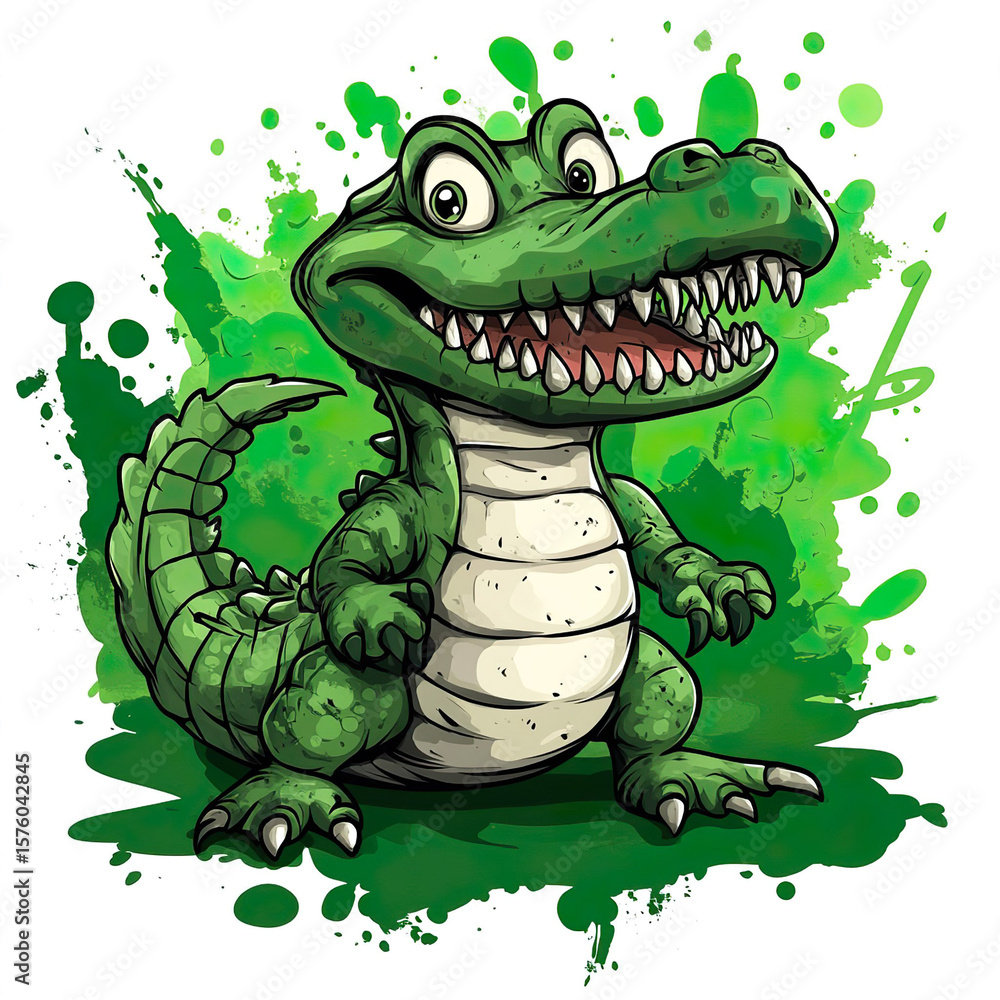 Fototapeta premium A crocodile in graffiti style illustration isolated on a white background