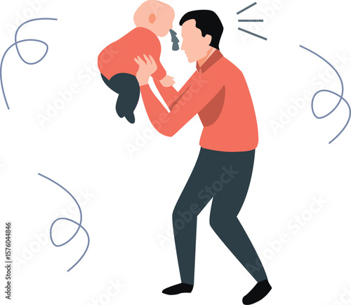 A father bouncing his child.