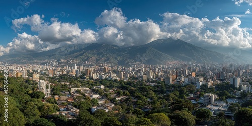 Venezuela Caracas. Wide Angle View of Caracas Venezuelan Skyline