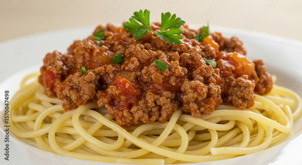 Delicious spaghetti served with rich tomato sauce and grated cheese on a white plate. Perfect for themes like Italian cuisine, culinary lifestyle, and healthy eating. Natural lighting and elegant comp Delicious spaghetti served with rich tomato sauce and grated cheese on a white plate. Perfect for themes like Italian cuisine, culinary lifestyle, and healthy eating. Natural lighting and elegant comp
