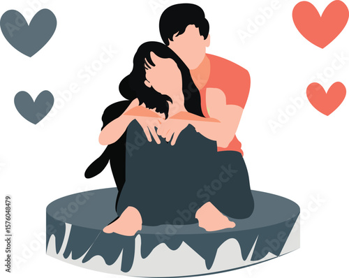 The girl is sitting on the boy's lap.