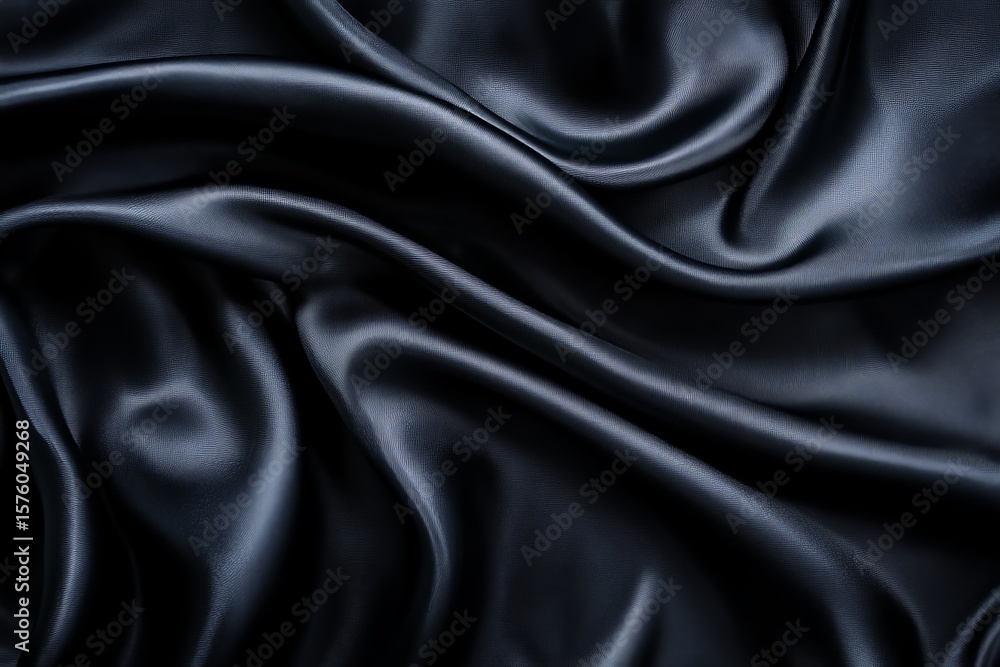 Fototapeta premium Luxury dark navy silk fabric with elegant smooth folds and soft shine, perfect for fashion, textiles, and high-end design backgrounds