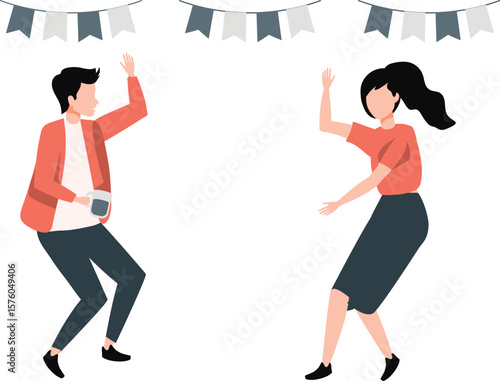 Two people are dancing with joy.