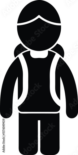Silhouette of a tourist with a backpack on the background of nature