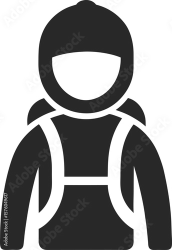 Silhouette of a tourist with a backpack on the background of nature