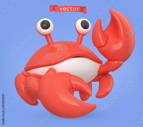 Crab 3d cartoon vector icon