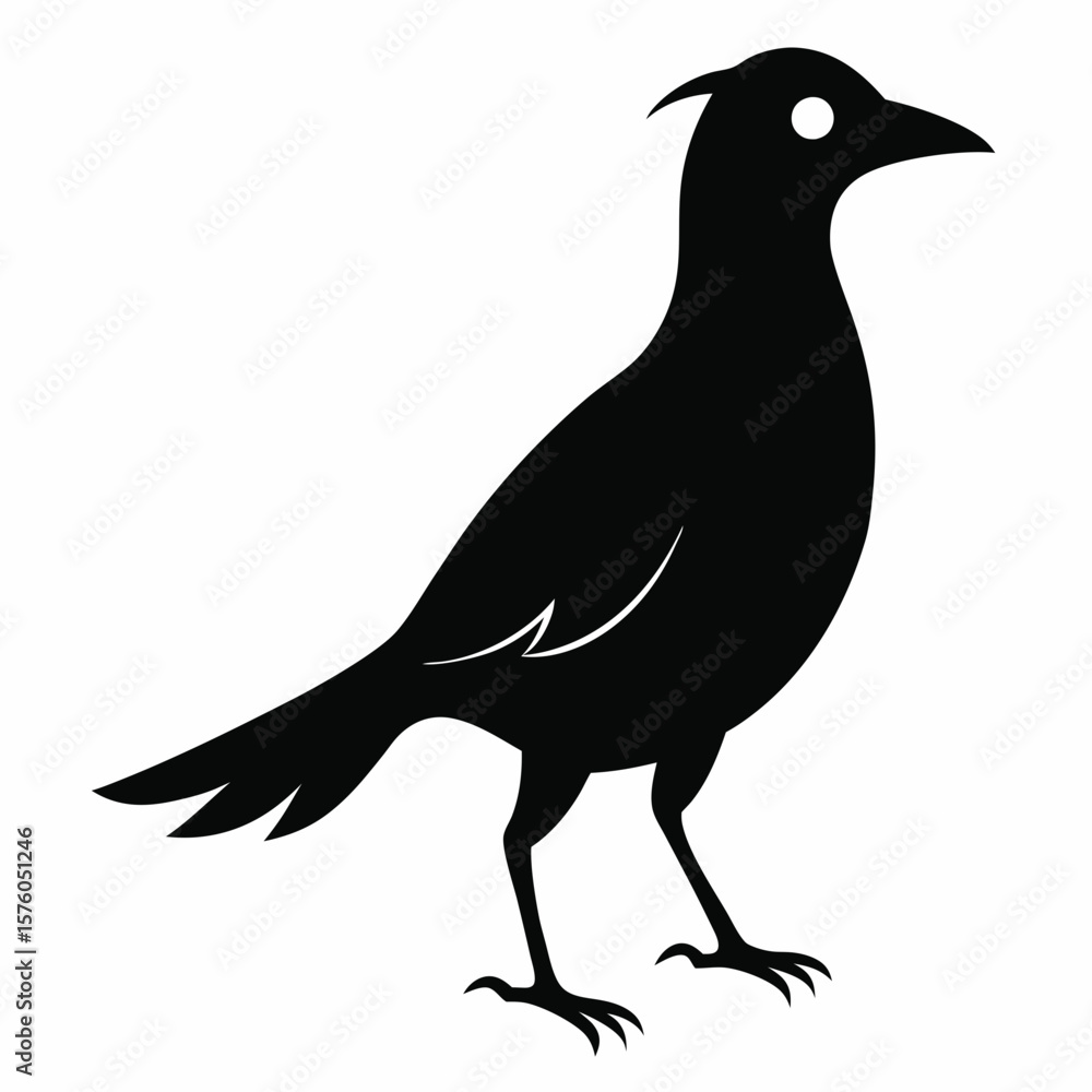 Fototapeta premium Black silhouette of a bird with a white eye on a white background vector
