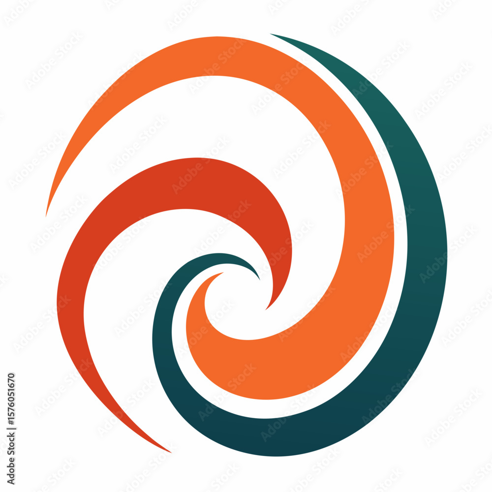 Fototapeta premium Orange and Teal Swirl Logo on White Background abstract vector
