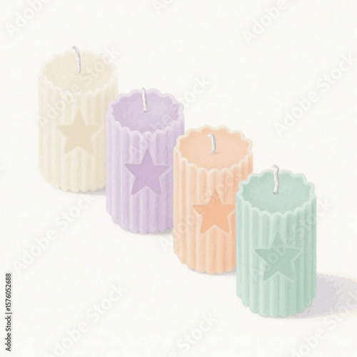 Easter Light Pastel colored candles four isolated watercolor vector illustration svg