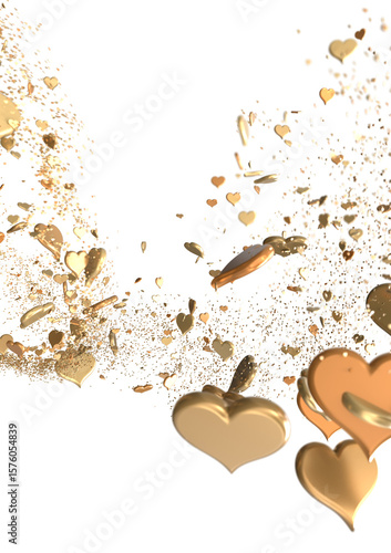 Falling red and pink hearts isolated on transparent background. Valentine’s day design.