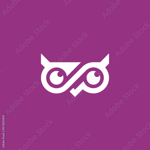 owl eyes infinity logo design vector illustration