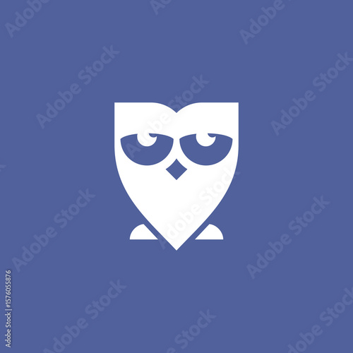 sleepy owl logo design vector illustration