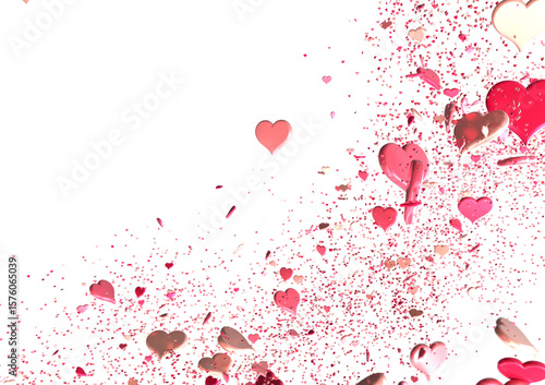 realistic isolated heart confetti on the transparent background for decoration and covering.