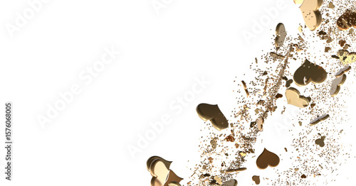 Falling red and pink hearts isolated on transparent background. Valentine’s day design. 3D rendering