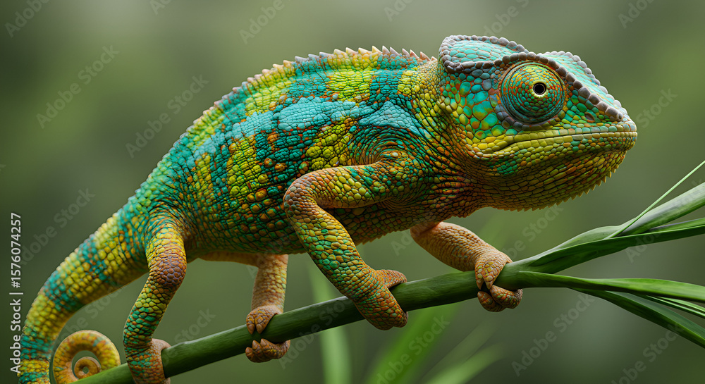 Fototapeta premium chameleon on a branch