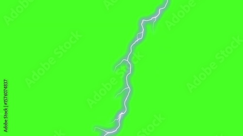 Lightning power overlay on green screen, Electric lightning, Animated bolt strikes, lightning storm, blue light force effect, Blue Lightning flash Thunderbolt isolated on green screen background	