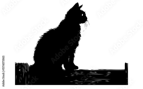 Black and White Halloween Cat – Cute Spooky Vector Drawing