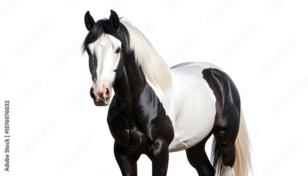 Fototapeta premium Close-up of a black and white horse