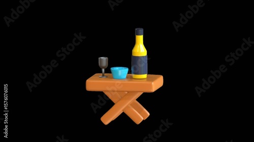 3D Animated Casual Table, ideal for beach, outdoor cafe, or summer relaxation scenes