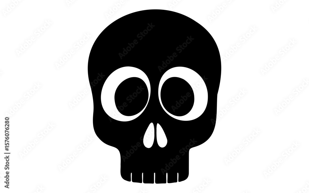 Spooky Skull Outline – Black and White Halloween Cartoon Spooky Skull Outline – Black and White Halloween Cartoon