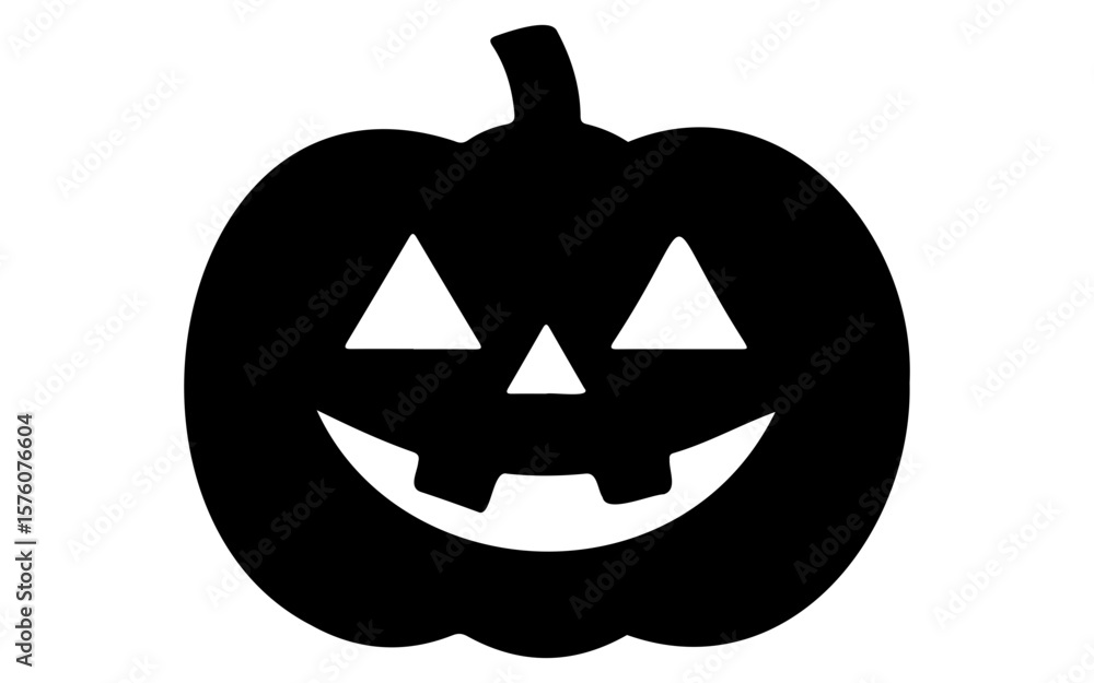 Fototapeta premium Cute Halloween Pumpkin – Black and White Vector Line Art