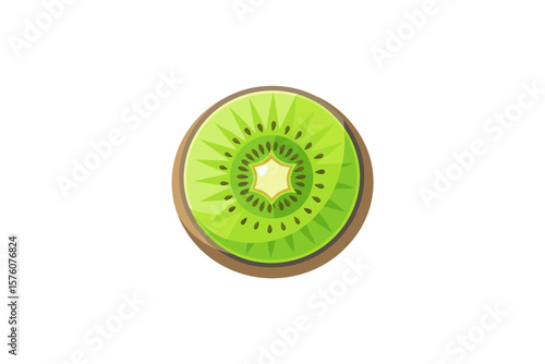 kiwi slice clean seeds fruit flat icon