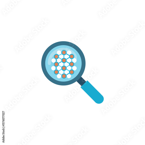 magnifying glass with cells atoms microscopic detail