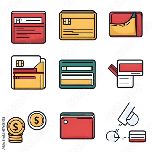 Collection of various wallet and card designs.