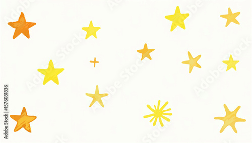 Golden Stars Watercolor Illustration on Cream Background


