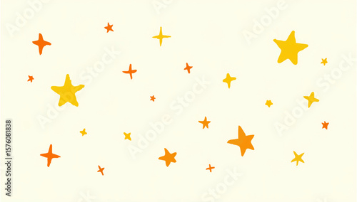 Golden Stars Watercolor Illustration on Cream Background

