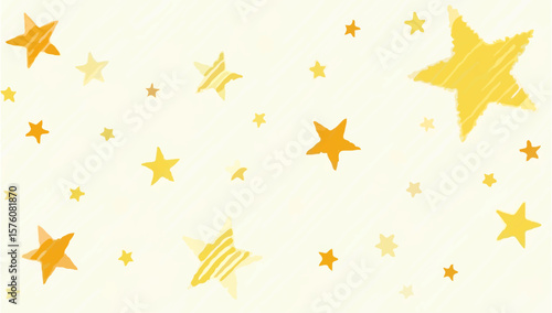 Golden Stars Watercolor Illustration on Cream Background

