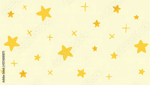 Golden Stars Watercolor Illustration on Cream Background

