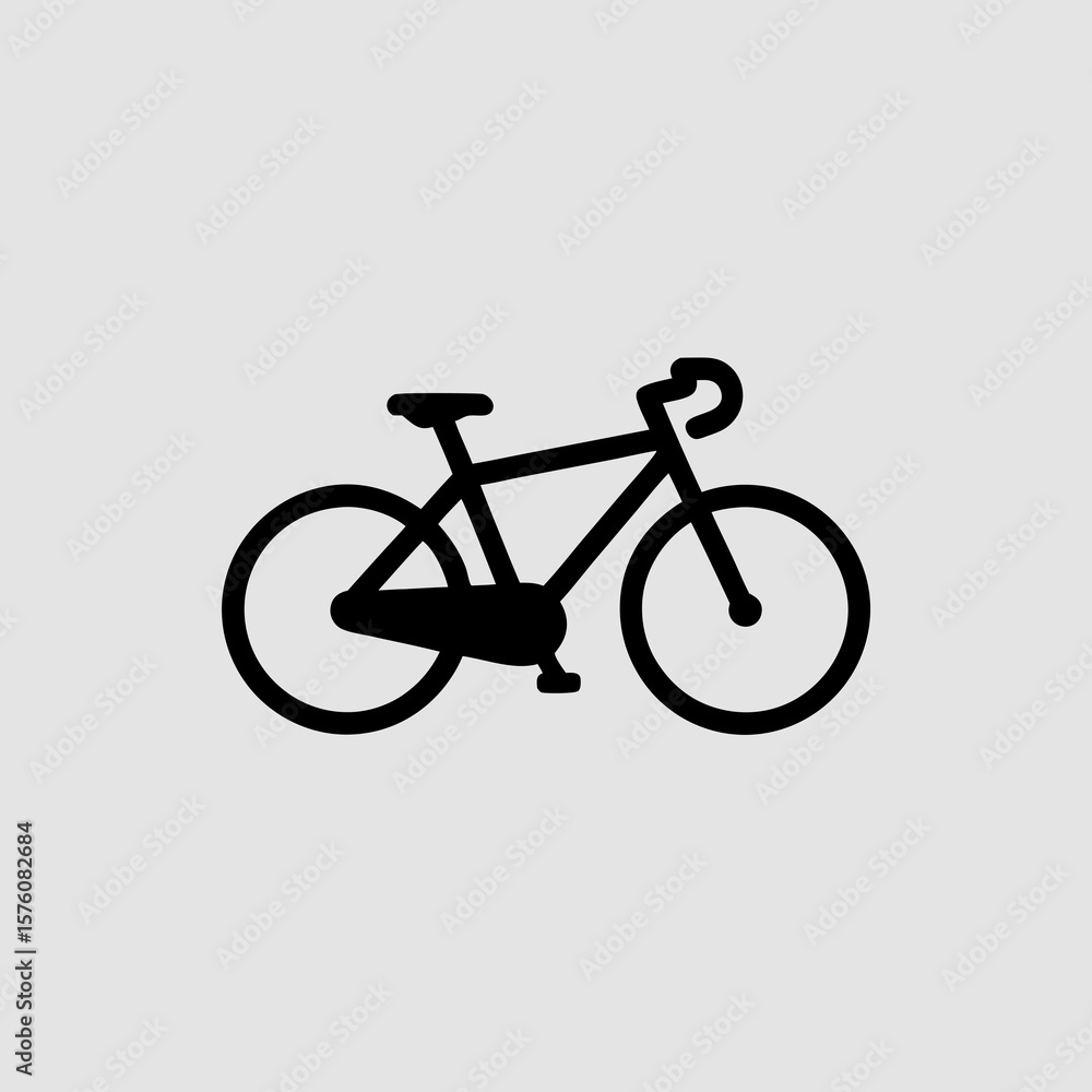 Obraz premium Minimalist black bicycle icon suitable for logos, websites, and apps needing a simple and stylish transportation symbol.