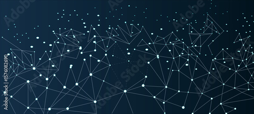 Abstract digital background of points and lines. Glowing black plexus. Big data. Network or connection. Abstract technology science background.