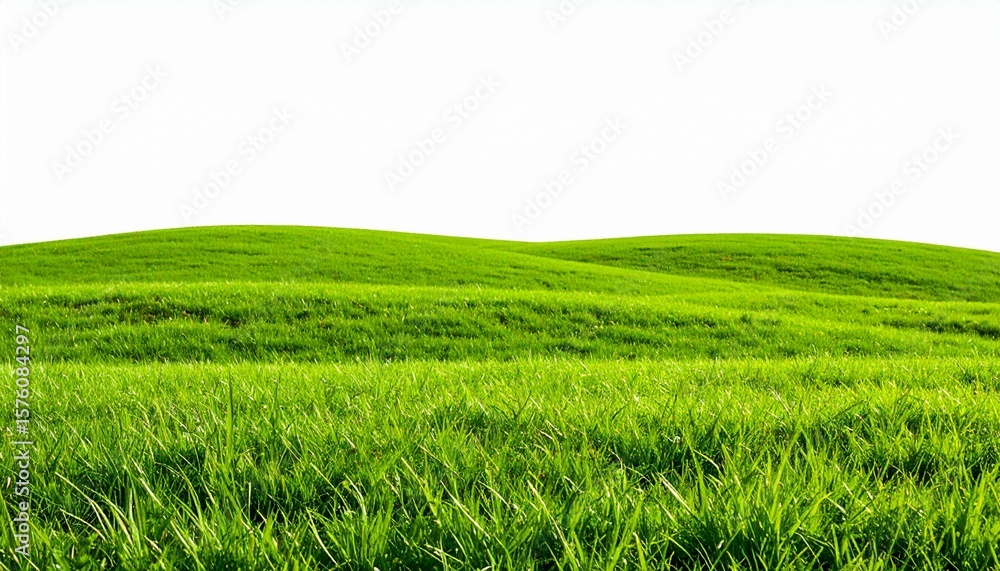 Fototapeta premium green grassland landscape isolated on white or transparent 