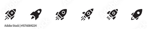 Rocket icons set. Rocket launched icon vector. Rocket ship collection. Vector Illustration