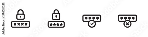 Password icon. Password security. Lock and pin code for safety and protection. 