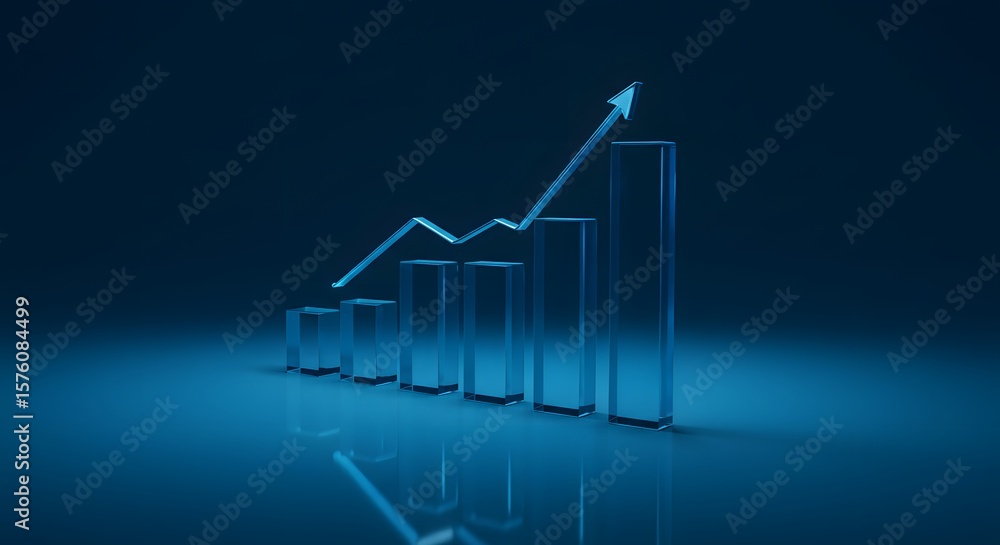 Fototapeta premium 3D Crystal Business Graph Showing Financial Growth