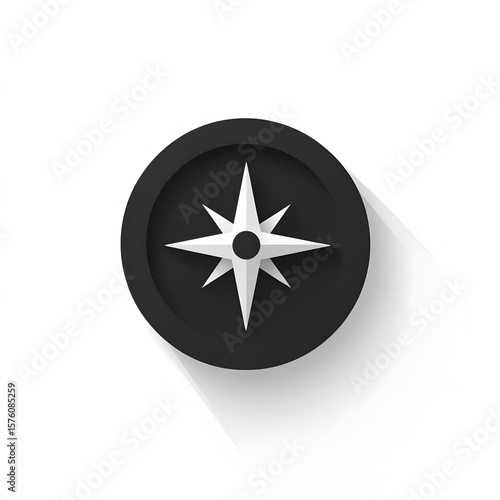 Simple black and white compass icon.