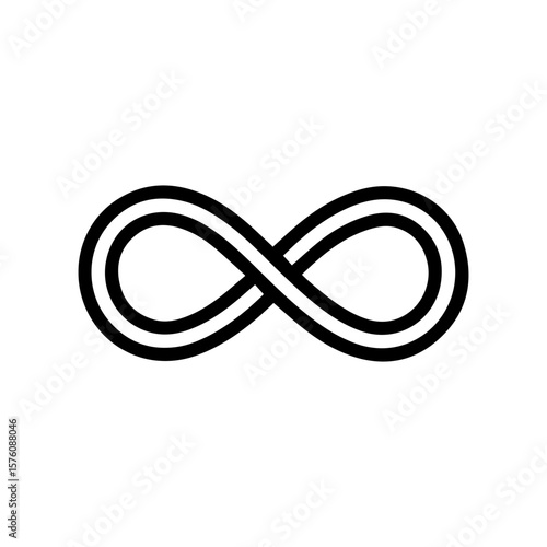 Minimalist and modern vector illustration of an infinity symbol designed with a clean outline style. Isolated on a white background