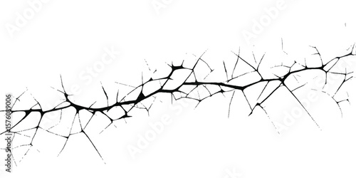 Isolated vector illustration of cracked glass and broken wall patterns, resembling abstract winter branches against a white sky