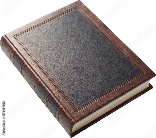  Closed Leather Hardcover Book on White Background