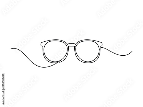Glasses symbol, continuous line drawing vector. One continuous line eyeglasses icon vector