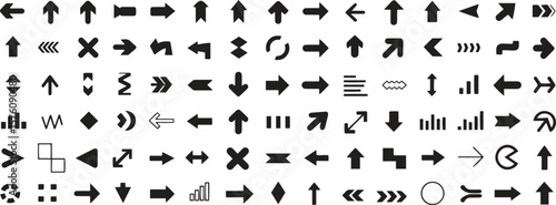 Set of different arrow icons for UI. vector illustration isolate on white background