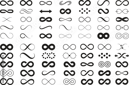 Infinity Symbols Collection Variations and Styles Vector Illustrations