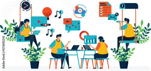 Team brainstorming session illustration for solving hiring or HR-related challenges. Perfect for corporate use and team-building content.